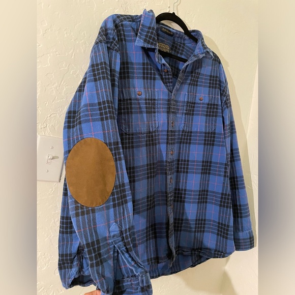 Pendleton Men’s Hawthorne Flannel Button down shirt. XL. EUC. Blue Tartan. - Picture 4 of 7